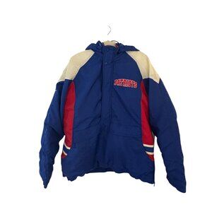 Vintage 90s Reebok New England Patriots 1/2 Zip NFL Puffer Hooded Jacket Large